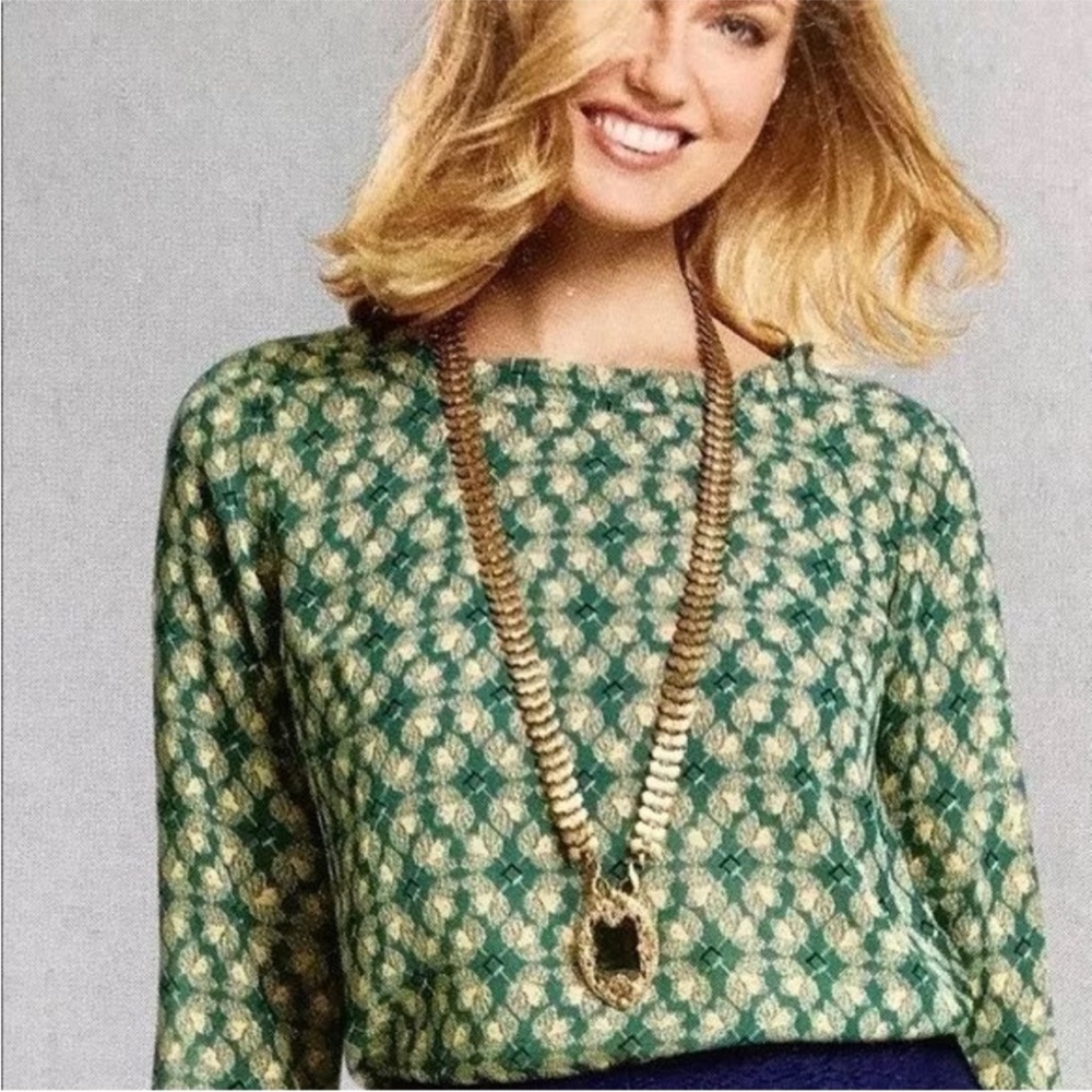 CAbi Jade Leaf Print Blouse